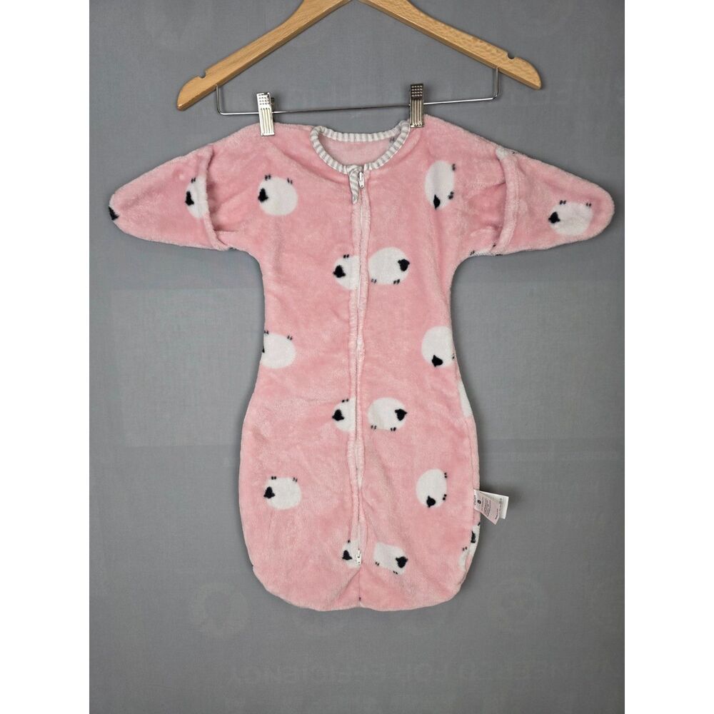 ZigJoy Infant Baby Sleep Sack 3-6 Mth Pink Sheep Fuzzy Swaddle Blanket Bag